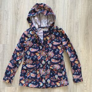 Levi’s  Hooded Jacket Blue Paisley Floral Print Zip Front Pockets Women’s XS